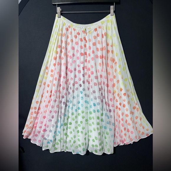 Rachel Parcell Anthropologie Woman’s Colorful Large Polka Dot Skirt SM Chiffon - Picture 2 of 6